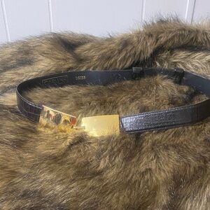 Chic Black Belt with Gold Buckle